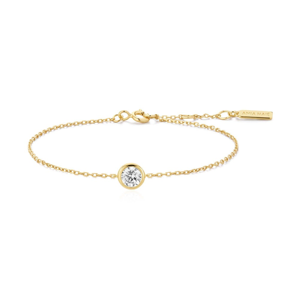 14K Gold Plated Bezel Solitaire Bracelet