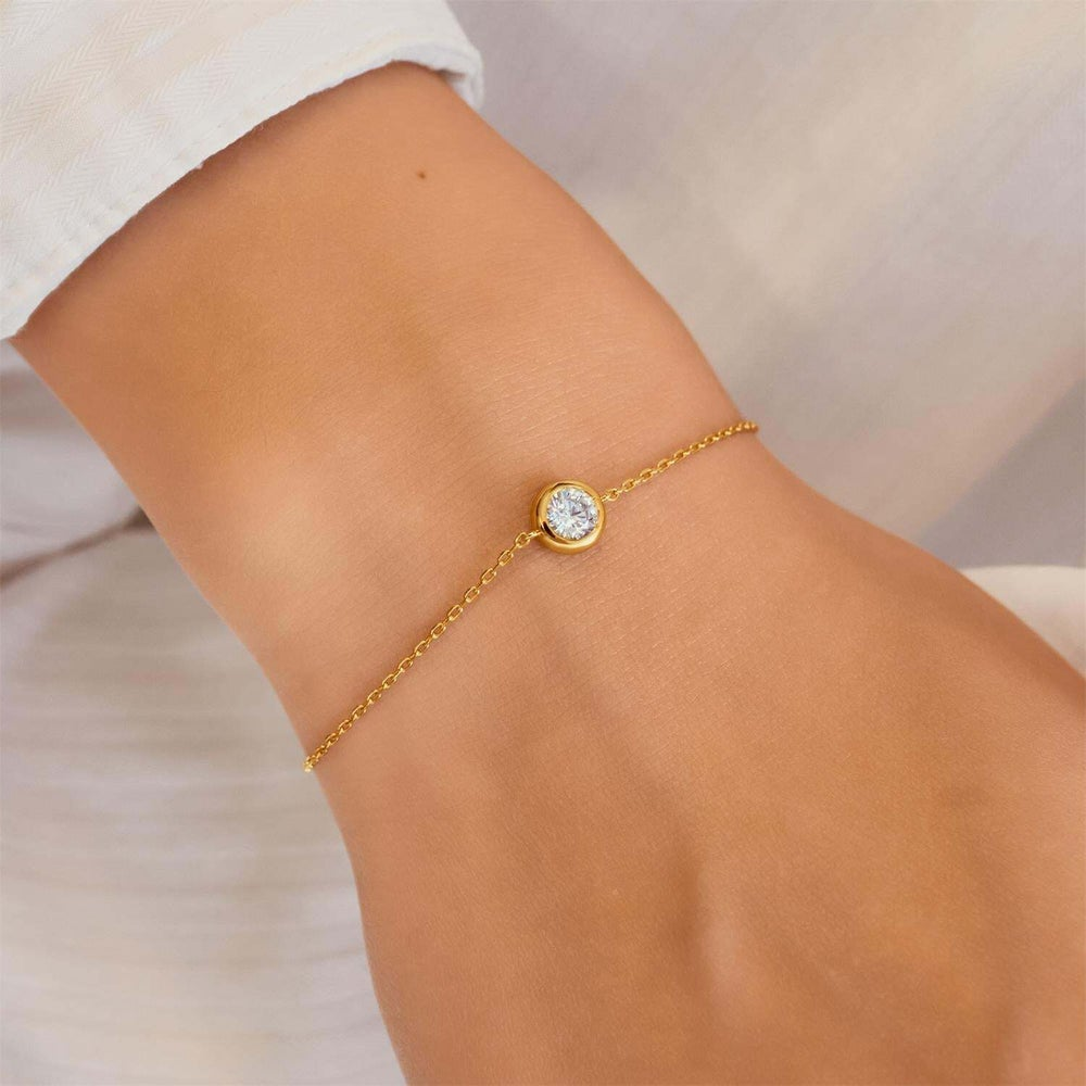 14K Gold Plated Bezel Solitaire Bracelet