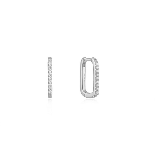 Sterling Silve Oval Glam Hoop Earrings