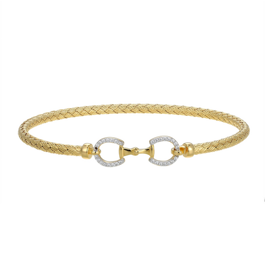 14K Gold Plated Double Equesta CZ Hook Closure Bracelet