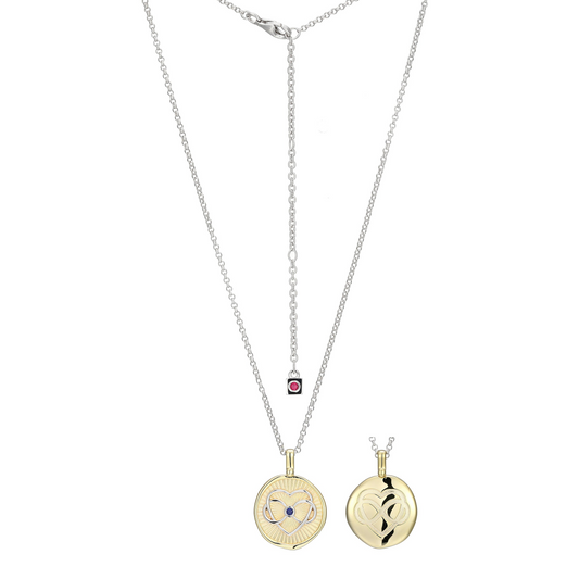 Sterling Silver Two Tone Tone Bohemian Heart Coin