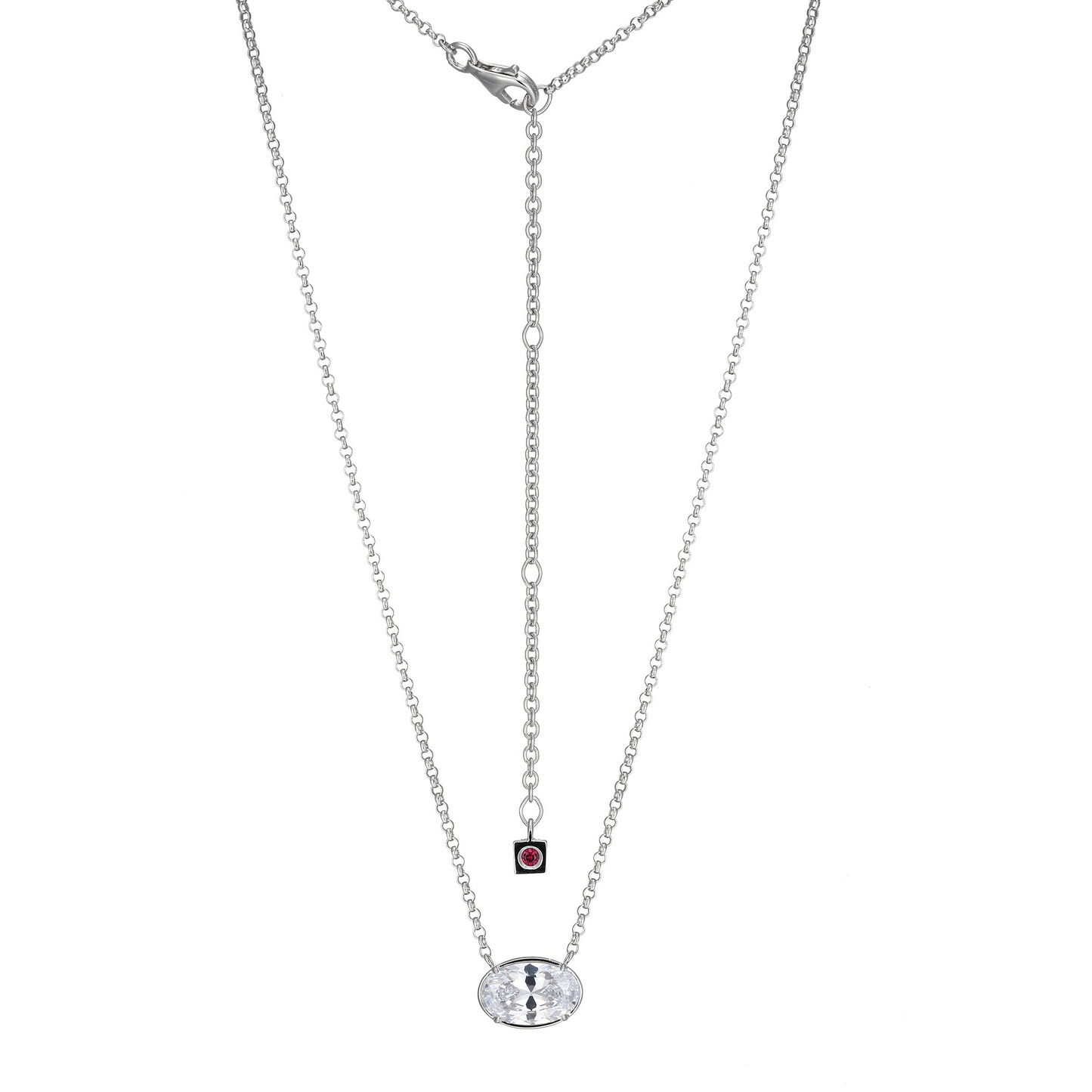 Sterling Silver East-West 4ct Oval CZ Silver Necklace