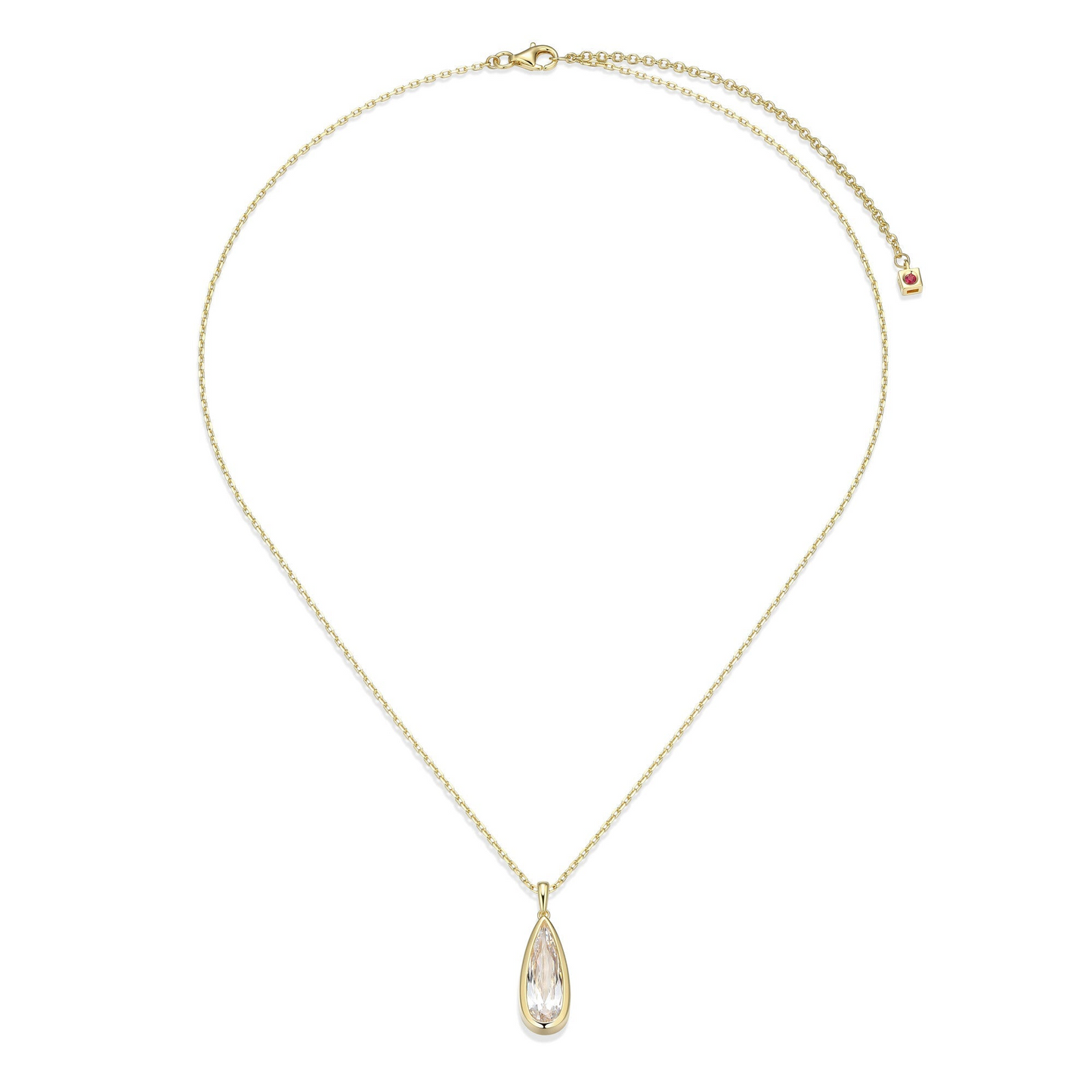 14K Gold Plated Bezel-Set Elongated Pear Drop Necklace