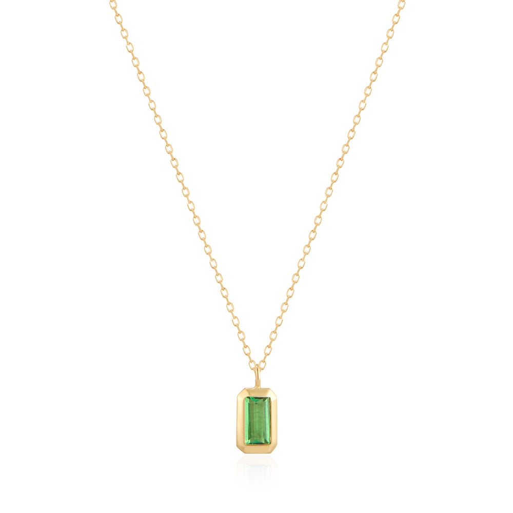14K Bezel Tsavorite Garnet Necklace