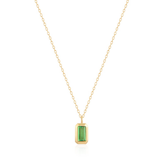 14K Bezel Tsavorite Garnet Necklace