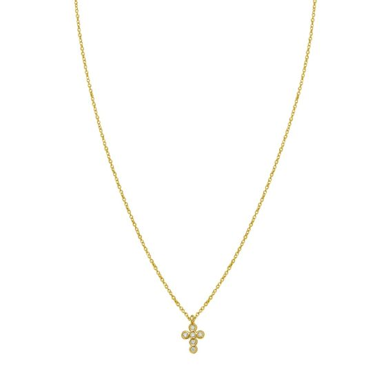 14K Petite Cross Diamond Pendant
