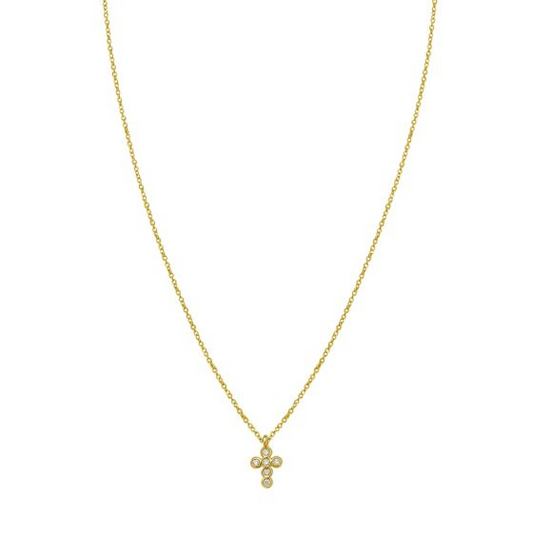 14K Petite Cross Diamond Pendant