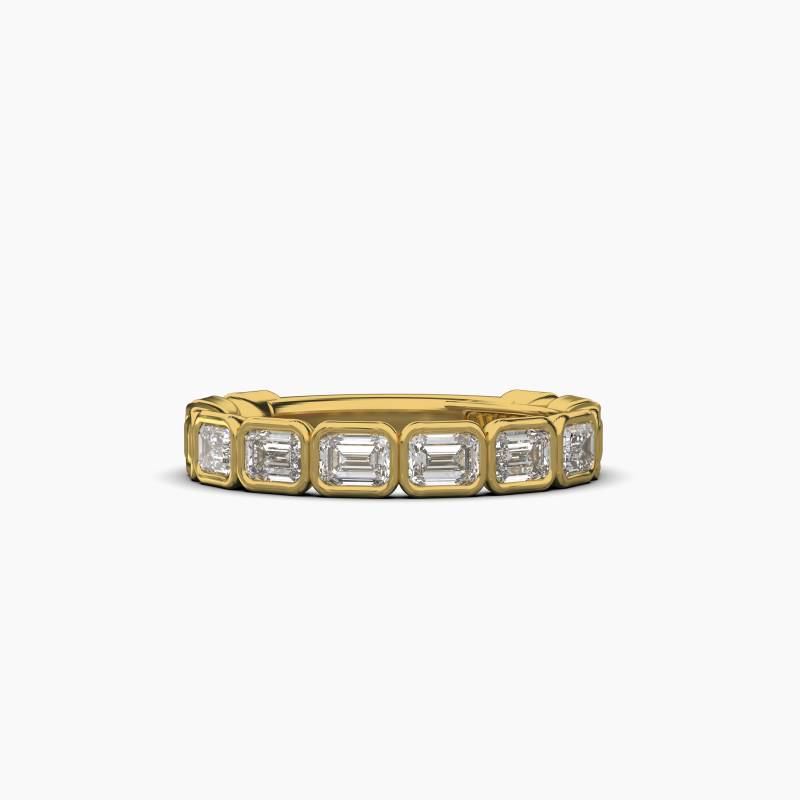 14K East West Bezel Emerald-Cut Lab Grown Diamond Fashion Ring