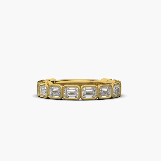 14K East West Bezel Emerald-Cut Lab Grown Diamond Fashion Ring