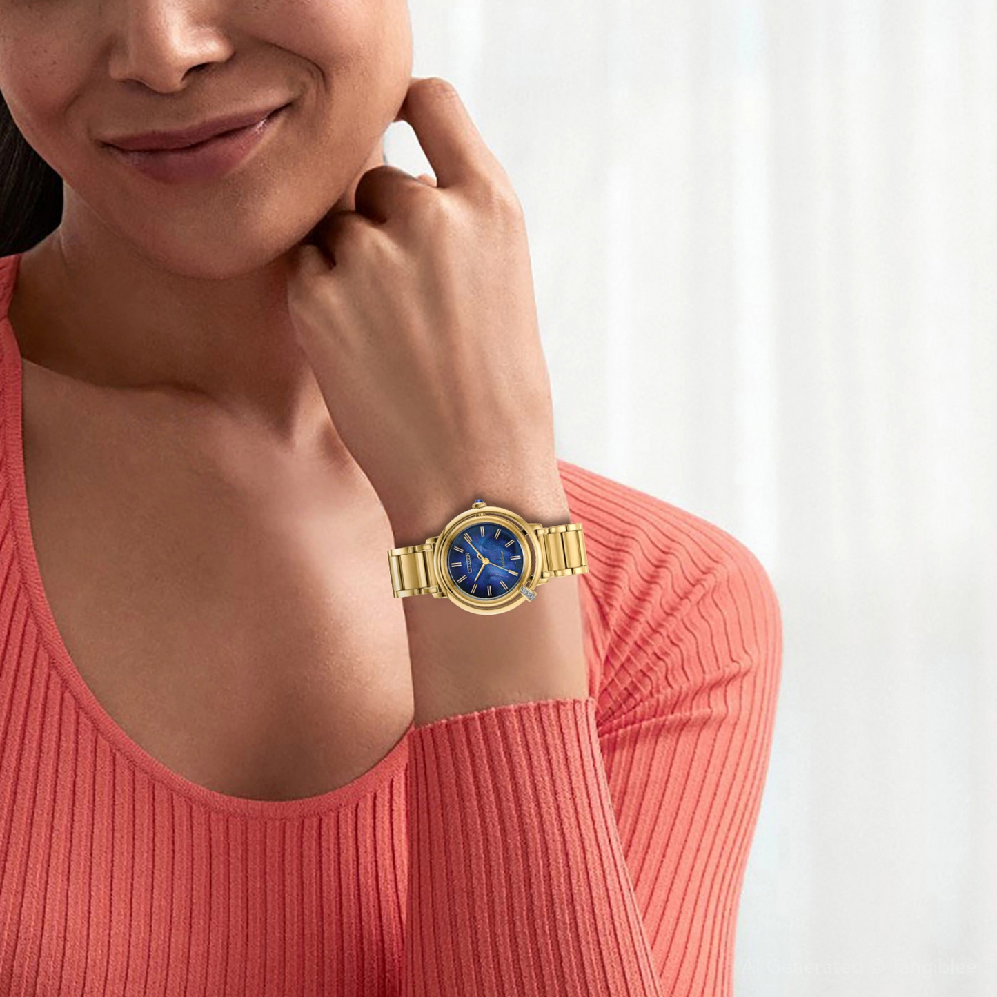 Citizen L Arcly Diamond Royal Blue Gold Tone Watch