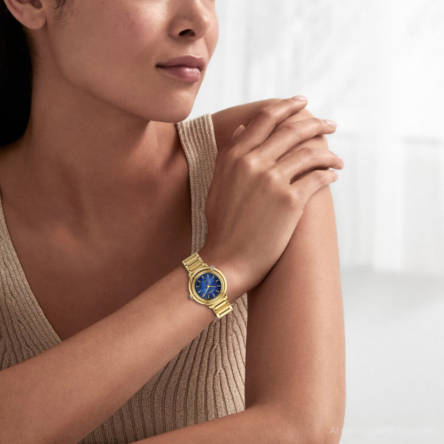 Citizen L Arcly Diamond Royal Blue Gold Tone Watch