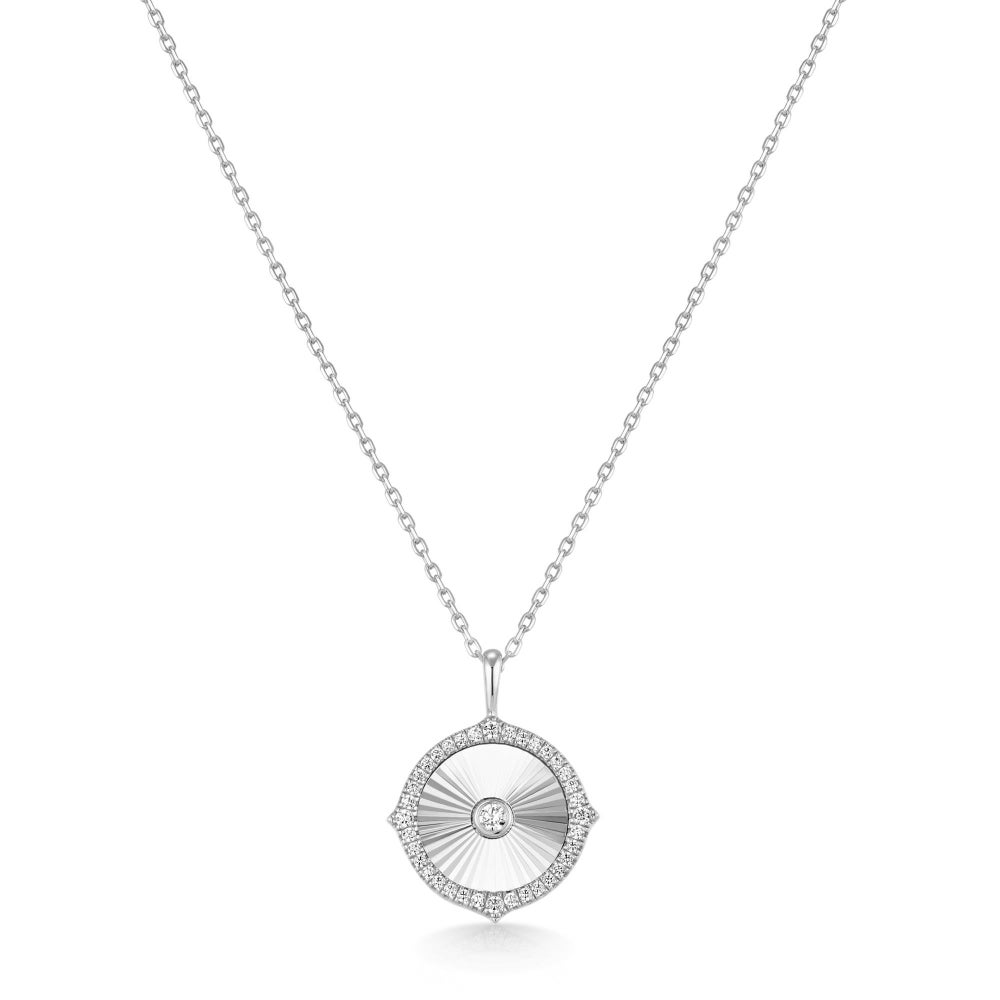 Sterling Silver Diamond-Cut Sunny Disc Bolo Necklace