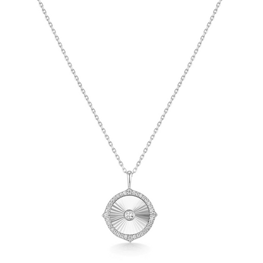 Sterling Silver Diamond-Cut Sunny Disc Bolo Necklace