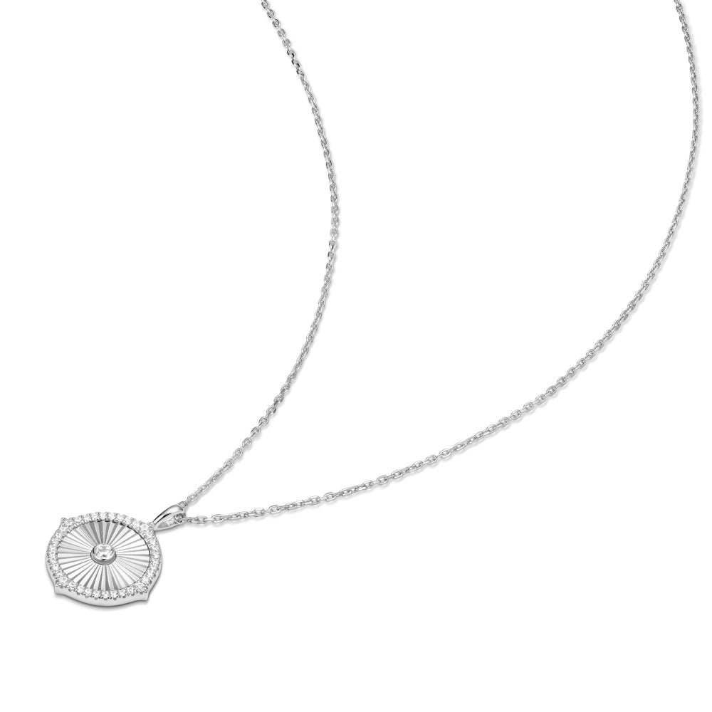 Sterling Silver Diamond-Cut Sunny Disc Bolo Necklace