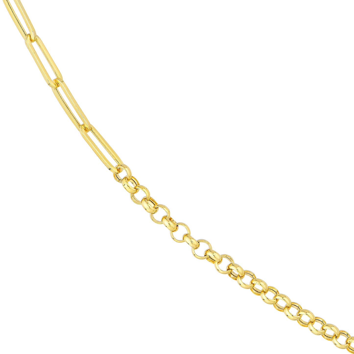 14 Karat Yellow Gold 50/50 Paperclip Rolo Bracelet