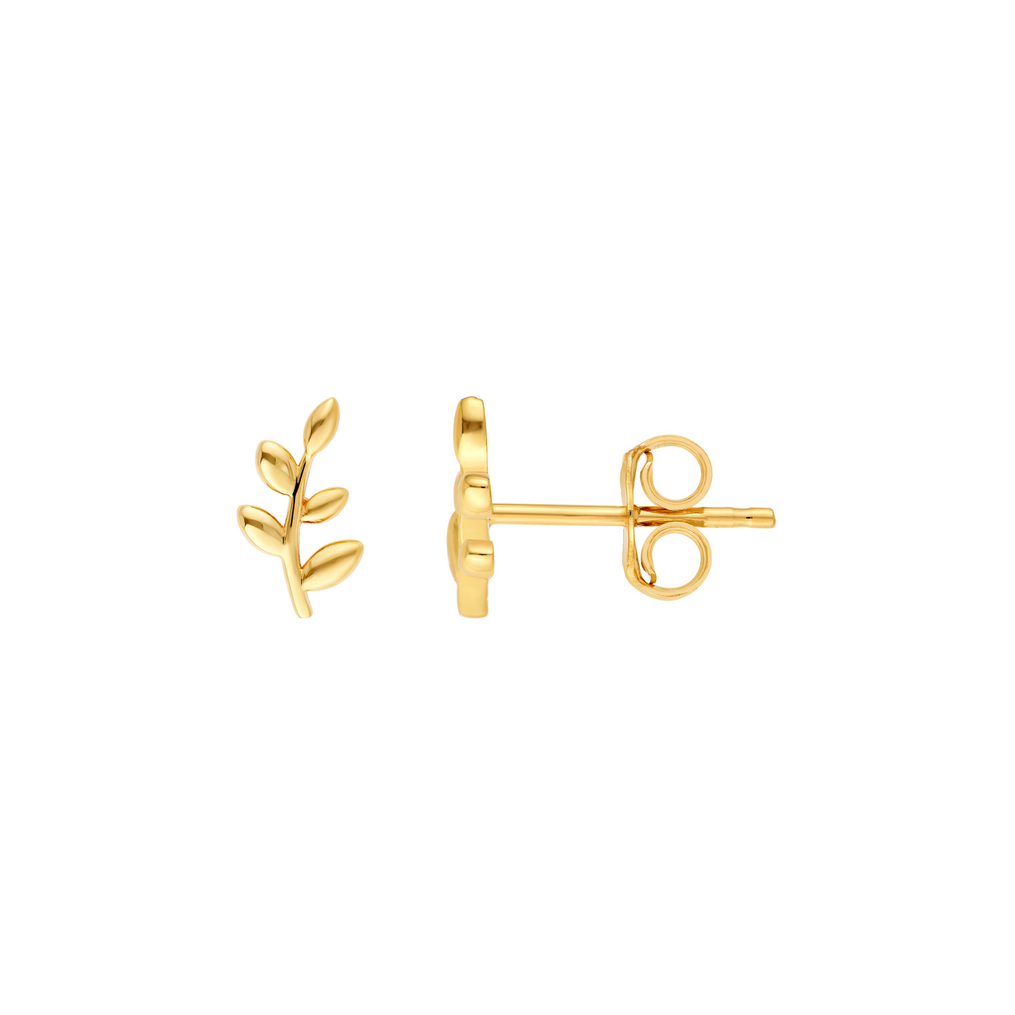 14K Leaf Branch Stud Earrings