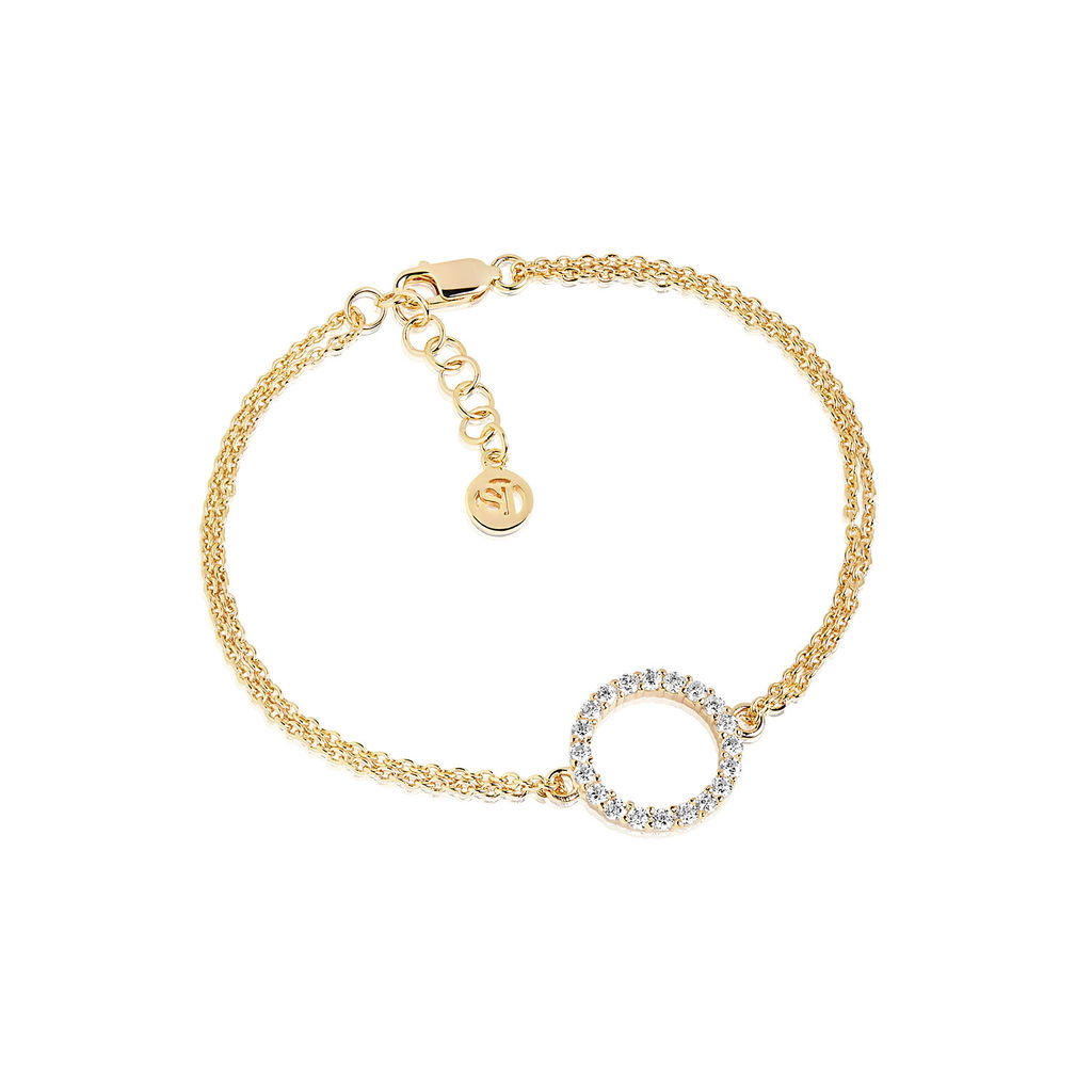 18K Gold Plated CZ Circle Link Biella Grande Bracelet