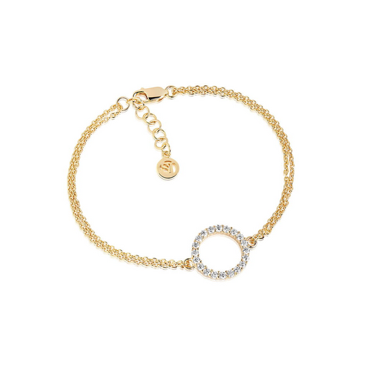 18K Gold Plated CZ Circle Link Biella Grande Bracelet