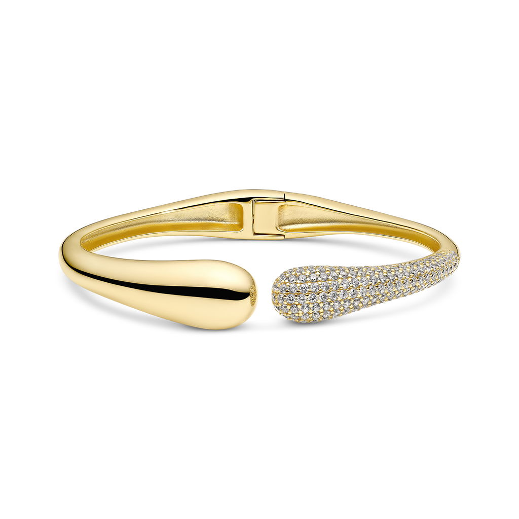 18K Gold Plated Hinged Bangle Bracelet
