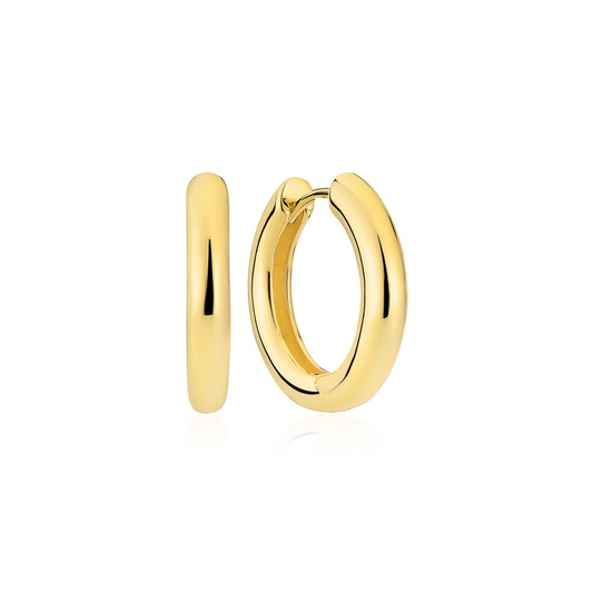 18K Gold Plated Carrara Pianura Medio Medium Hoop Earrings