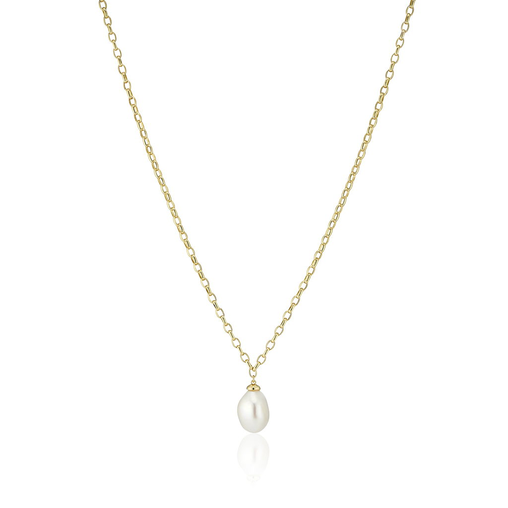 18K Gold-Plated Baroque Freshwater Pearl Italian Silver Necklace