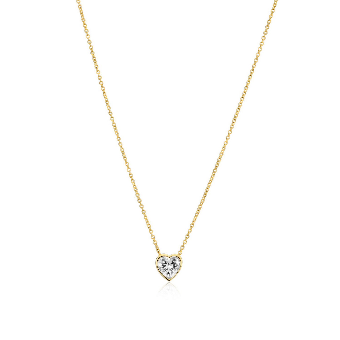 18K Gold-Plated Amorino Bezel Heart Italian Silver Necklace