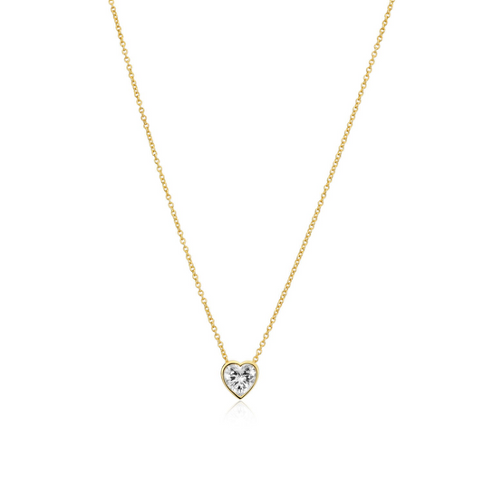 18K Gold-Plated Amorino Bezel Heart Italian Silver Necklace