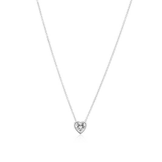 Sterling Silver Amorino Heart Bezel Italian Silver Necklace