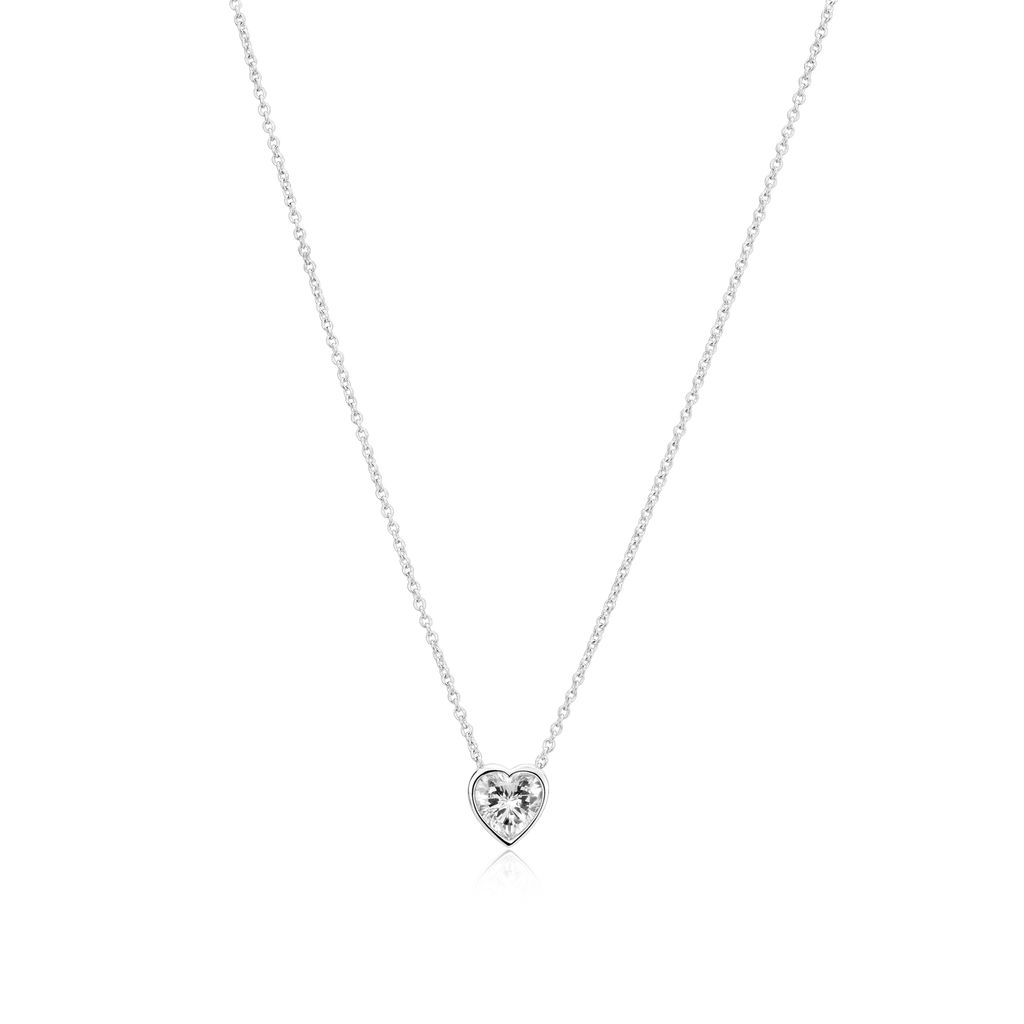 Sterling Silver Amorino Heart Bezel Italian Silver Necklace