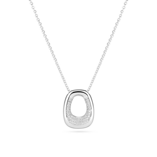 Sterling Silver CZ Borsa Pianura Piccolo Italian Silver Necklace