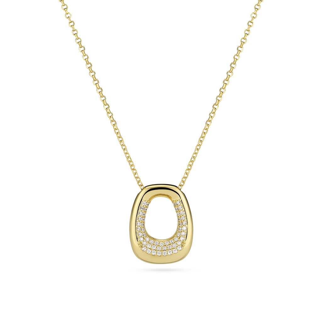 18K Gold-Plated CZ Borsa Pianura Piccolo Italian Silver Necklace