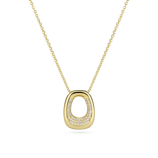 18K Gold-Plated CZ Borsa Pianura Piccolo Italian Silver Necklace