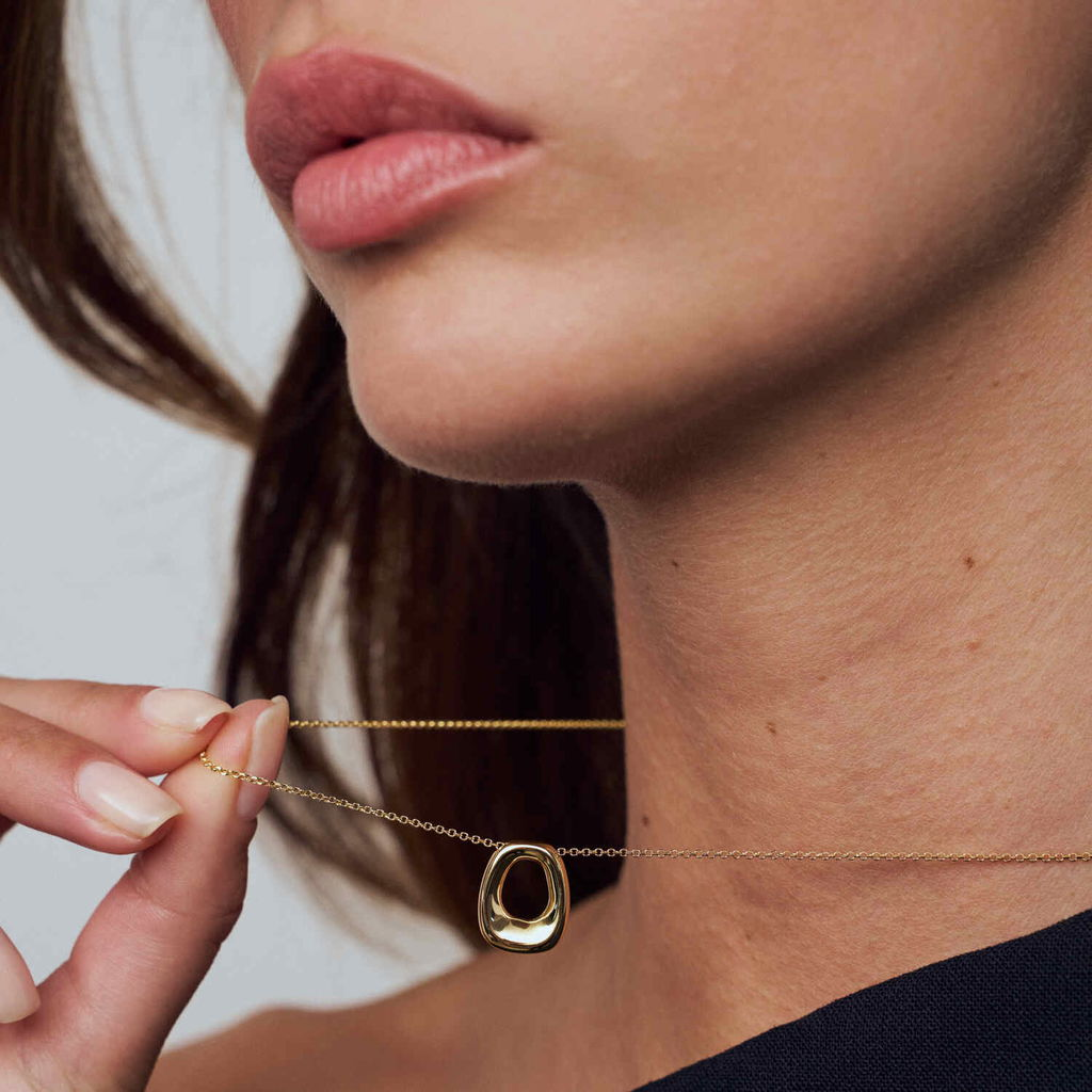 18K Gold-Plated Borsa Pianura Piccolo Italian Silver Necklace