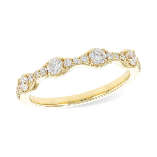 14K Diamond Scallop Design Wedding Band