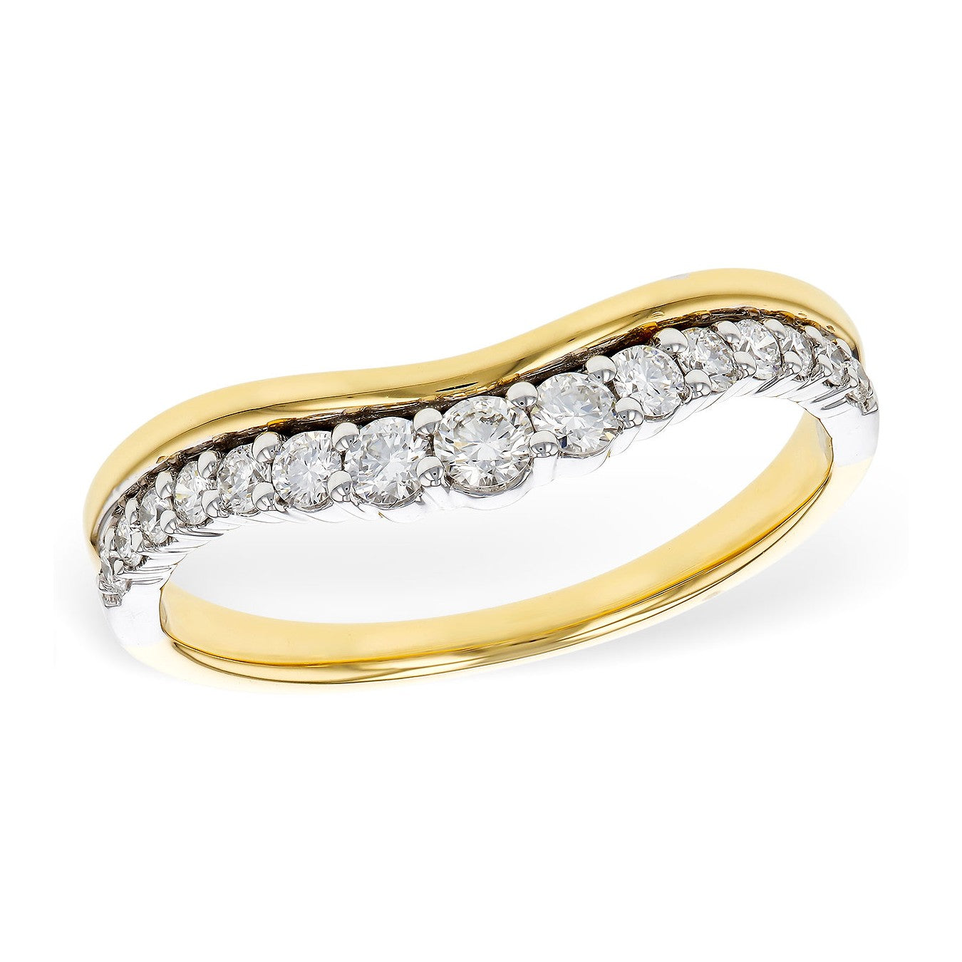 14K Two Tone Diamond Contour Wedding Band