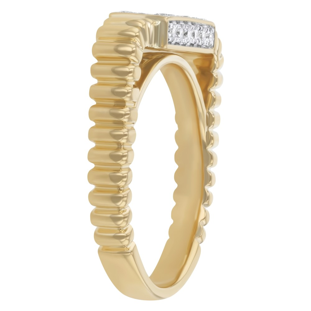 14K Corrugated Pave Diamond Fashion Ring