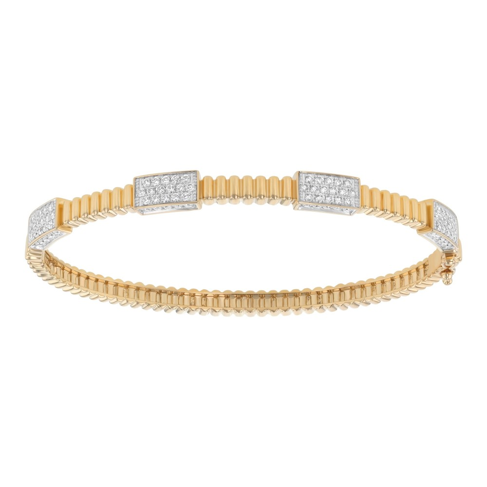 14K Corrugated Pave Station Diamond Bracelet