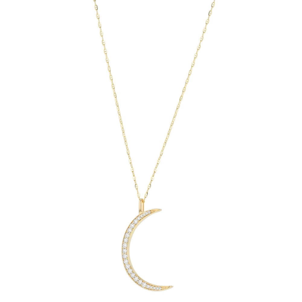 14K Diamond Crescent Pendant