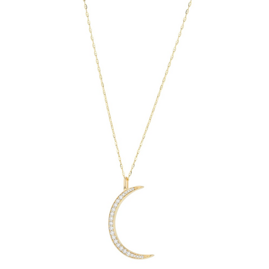 14K Diamond Crescent Pendant