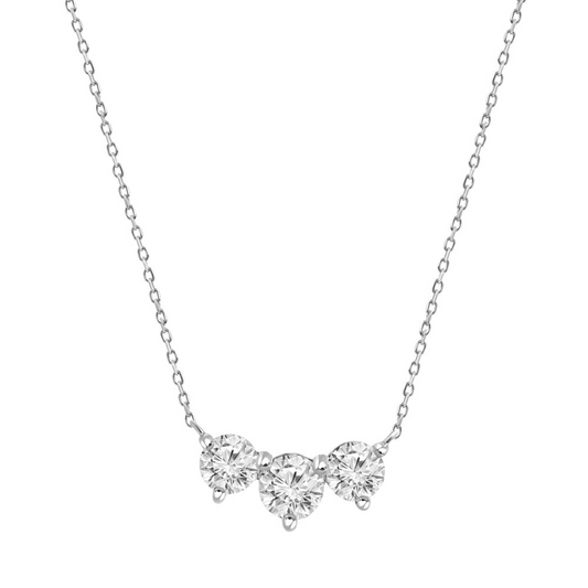 18 Karat White Diamonds Three Stone Necklace