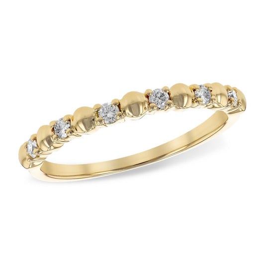 14K Alternating Bead Diamond Wedding Band