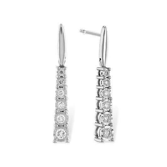 14K Graduated Diamond Drop Stud Earrings