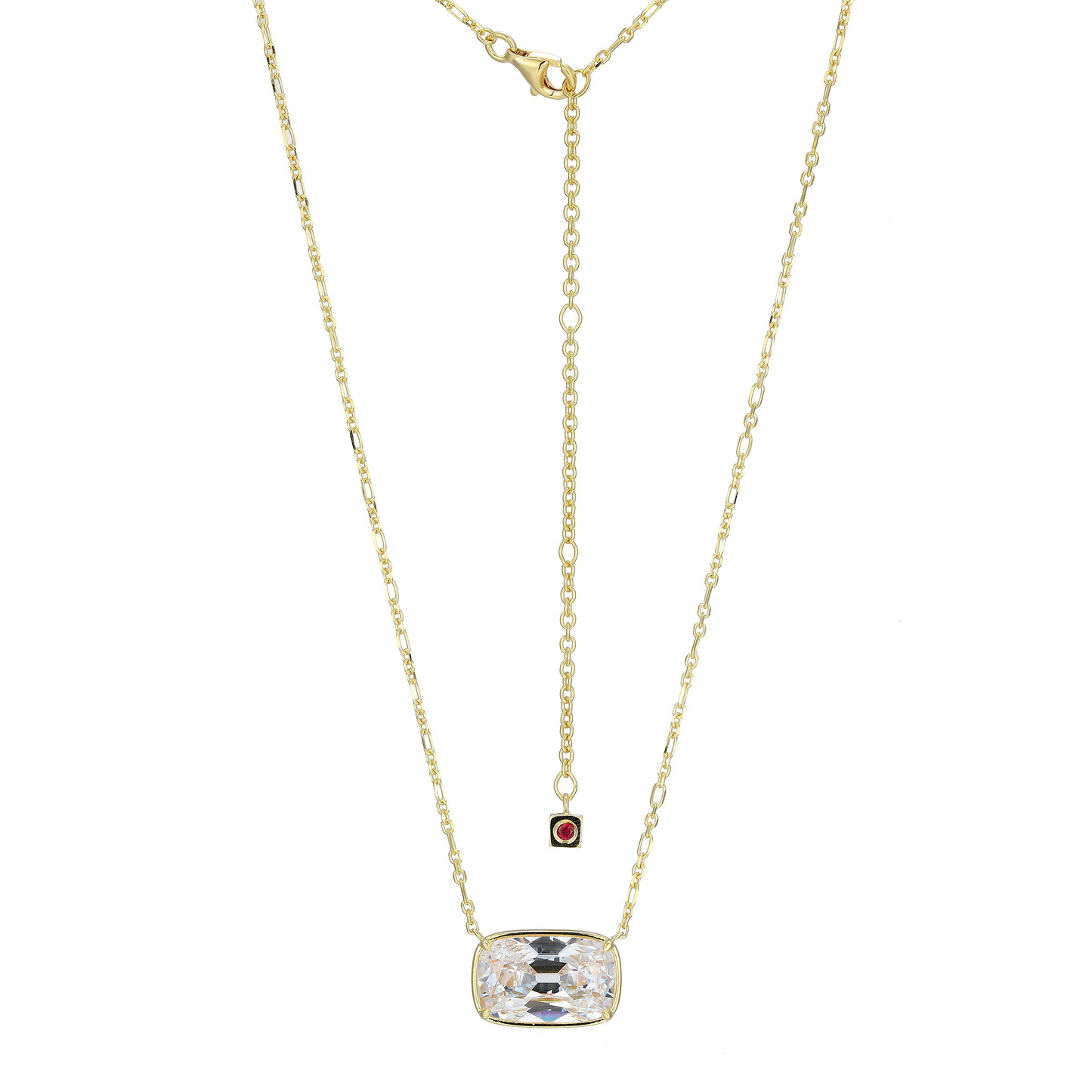 East West Elongated Cushion-Cut CZ Necklace