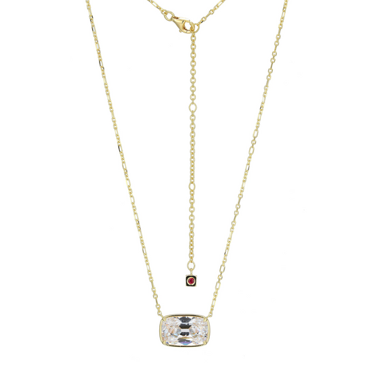 East West Elongated Cushion-Cut CZ Necklace