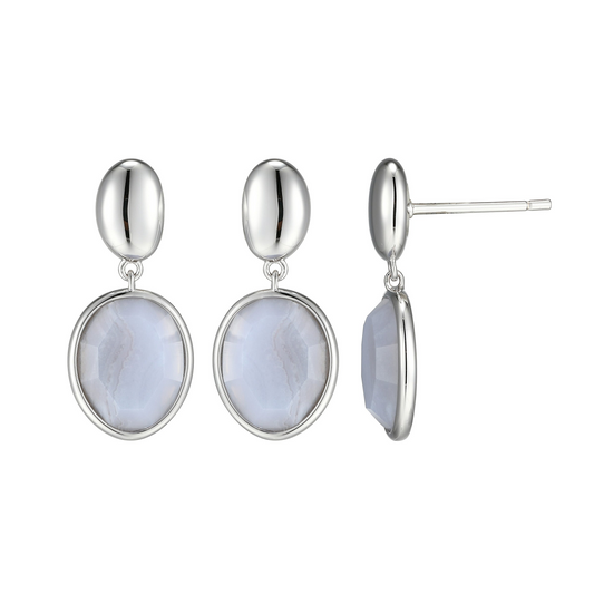 Sterling Silver Blue Lace Agate Earrings