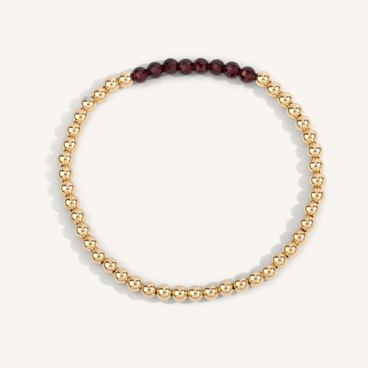 Sterling Silver 14K Gold Plated Garnet Birthstone Bracelet