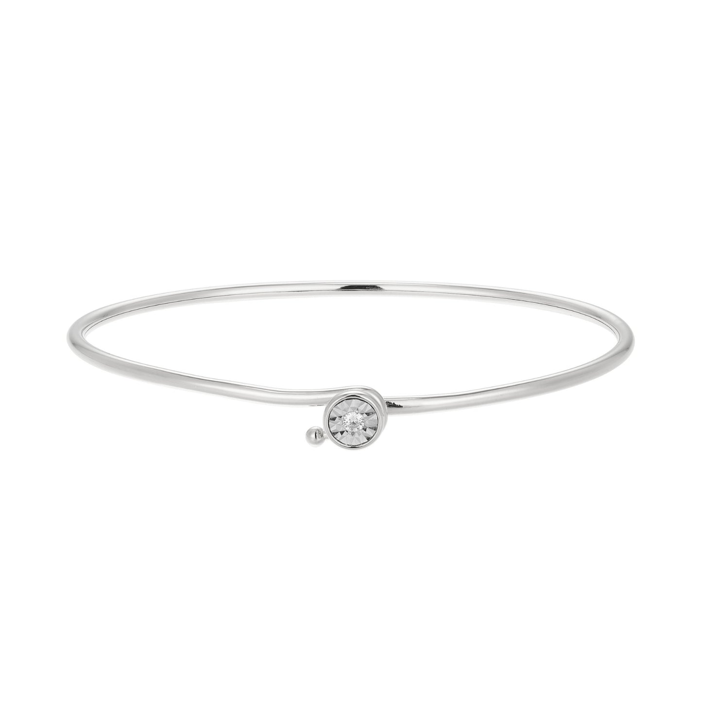 Sterling Silver Bezel-Set Diamond Flex Bangle Bracelet