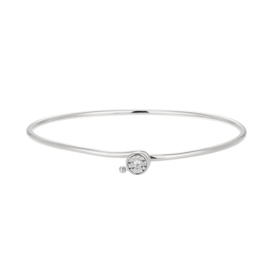 Sterling Silver Bezel-Set Diamond Flex Bangle Bracelet