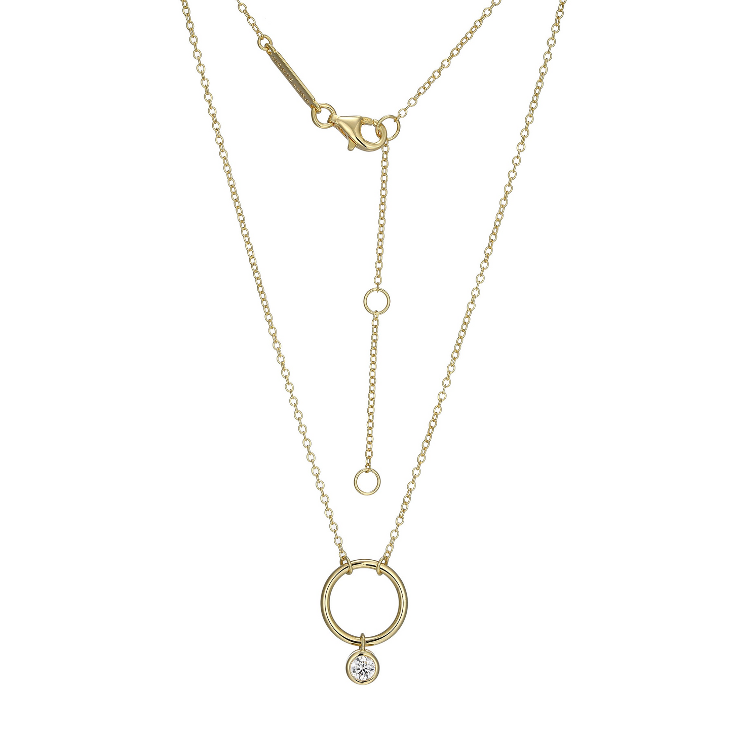 14K Gold Plated Open Circle Lab Grown Diamond Necklace