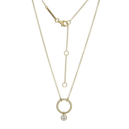 14K Gold Plated Open Circle Lab Grown Diamond Necklace